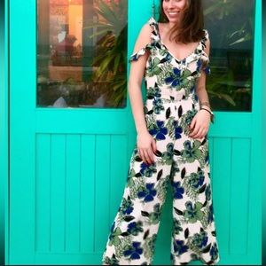 PINKYOTTO Tropical patterned linen jumpsuit